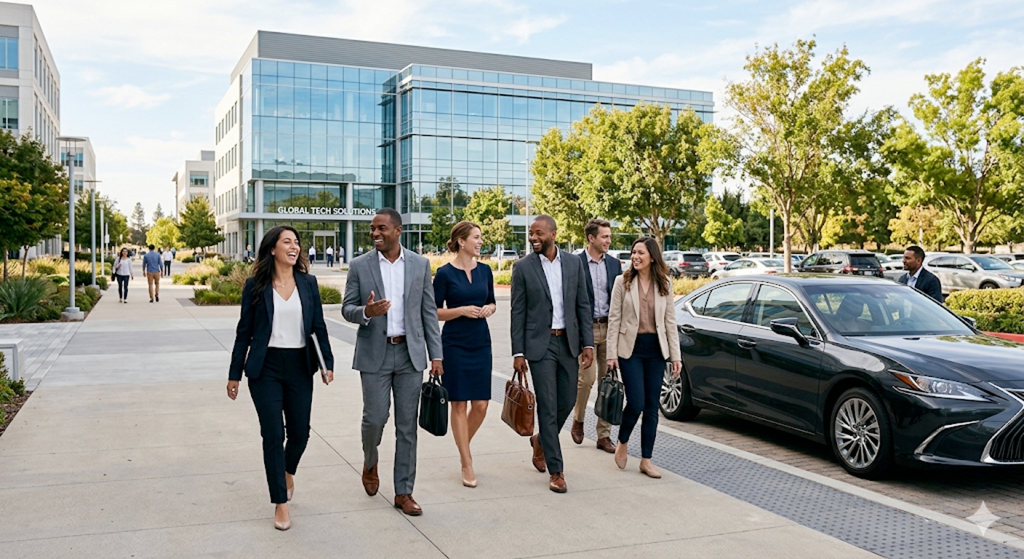 Employees sharing a ride to work